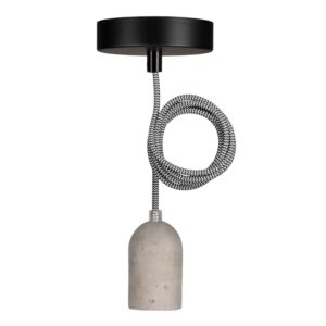 BAILEY - BAI suspension Bern E27 Béton 1.5M Câble Noir/Blanc 2x0.75 Rosace Noir 60W - 141473