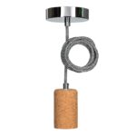 BAILEY - BAI suspension Cork E27 1.5M Câble Noir/Blanc 2x0.75 Rosace Argent 60W - 141482