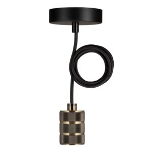 BAILEY - BAI suspension Riga E27 Bronze Antique 1.5M Câble Noir 2x0.75 Rosace Noir 60W - 141471