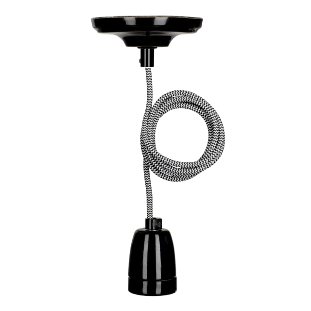 BAILEY - BAI suspension York E27 Porcelaine Noir 1.5M Câble Noir/Blanc 2x0.75 Rosace 60W - 141474 BAILEY - BAI suspension York E27 Porcelaine Noir 1.5M Câble Noir/Blanc 2x0.75 Rosace 60W - 141474