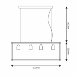 FANTASIA - KAGO pendule carré - 4x E27 - acier - max 60W - 250mm x 600mm - noir - 2717055 – Image 2