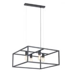 FANTASIA - KAGO pendule carré - 4x E27 - acier - max 60W - 250mm x 600mm - noir - 2717055