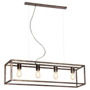 FANTASIA - KAGO pendule rectangle - 4x E27 - acier - max 60W - 250mm x 1000mm - rouille - 2717011