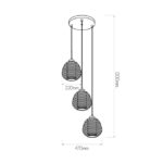 FANTASIA - LUNKI - 3x E27 - acier / verre - max 60W - d 470mm x 1200mm - noir / verre blanc - 3410116 – Image 2