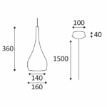 INDIGO - DROP 360 E27 MAX40W LED/CLA/ECO NOIR MAT - KI00116 – Image 4
