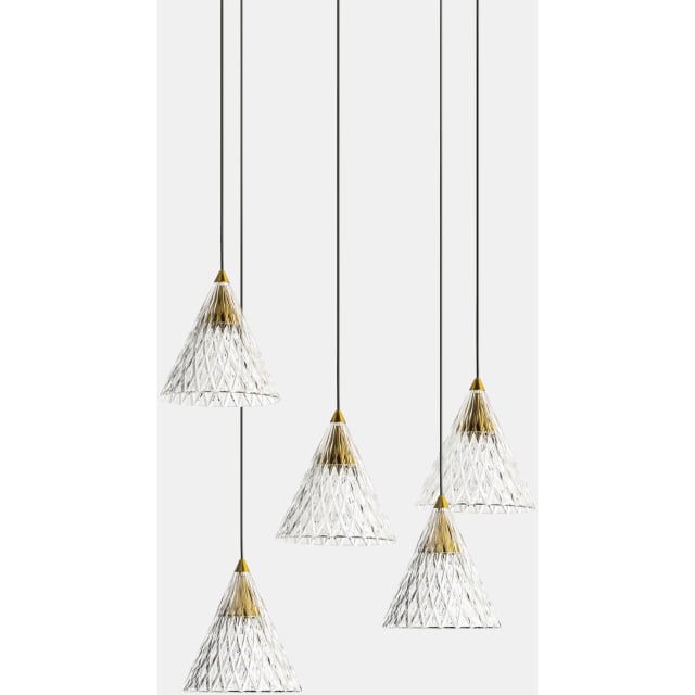 LEDS-C4 - Pendant Veneto Surfaced 5 Bodies LED 25W 2700K 0-10V Gold White 1340lm - 15-7592-14-DO LEDS-C4 - Pendant Veneto Surfaced 5 Bodies LED 25W 2700K 0-10V Gold White 1340lm - 15-7592-14-DO