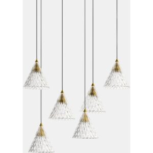 LEDS-C4 - Pendant Veneto Surfaced 6 Bodies LED 48W 2700K DALI Gold Gold 268lm - 15-7599-DL-DO