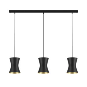 PSM LIGHTING - Clara noir-dorée int./noir suspension-fixe-avec 3x Clara Ø205 sur base Ju - 3416.3.29.TX2