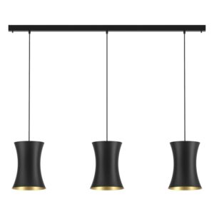 PSM LIGHTING - Clara noir-dorée int./noir suspension-fixe-avec 3x Clara Ø250 sur base Ju - 3417.3.29.TX2