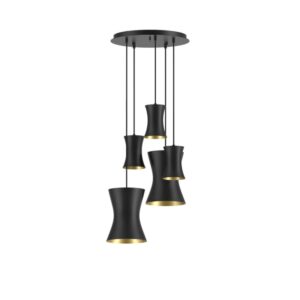 PSM LIGHTING - Clara noir texture/noir suspension-fixe-avec 3x Clara Ø120 et 2x Clara Ø205 - 3418.5.2M.TX2
