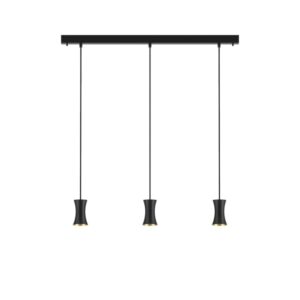 PSM LIGHTING - Clara noir texture/noir suspension-fixe-avec 3x Clara Ø75 sur base Juba - 3412.3.2M.TX2