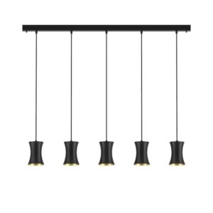 PSM LIGHTING - Clara noir texture/noir suspension-fixe-avec 5x Clara Ø120 sur base Juba - 3415.5.2M.TX2