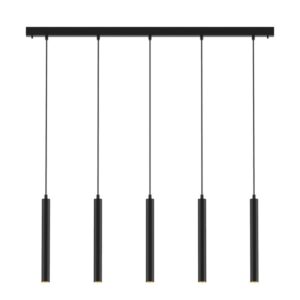 PSM LIGHTING - Jacob noir texture/noir suspension-avec 5x Jacob sur base Juba-avec driver - 1923.5.2M.TX2.NW