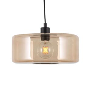 PSM LIGHTING - Manon bronze/blanc/blanc mat texture suspension-rond-avec 2m de câble texti - 5121.Q.1M.BZ.TX1