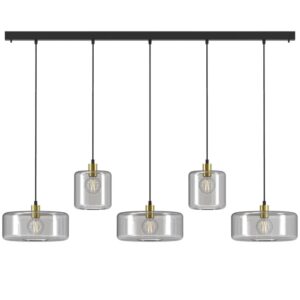 PSM LIGHTING - Manon noir-or/steel/noir suspension-avec 5x 1