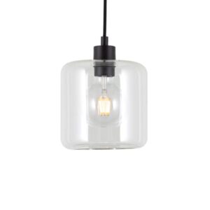 PSM LIGHTING - Manon transp/blanc/blanc mat text suspension-rond-avec 2m de câble textile - 5114.N.1M.TR.TX1