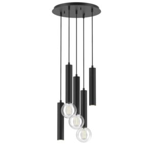 PSM LIGHTING - Mero blanc mat texture/blanc suspension-rond-avec 5x Mero sur base Rondobox - 1916.5.1M.TX1.NW