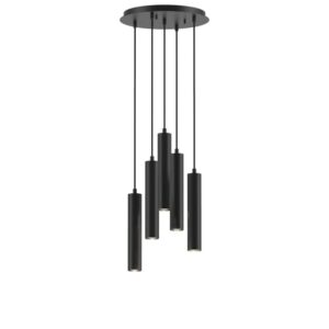 PSM LIGHTING - Mero noir-or/messing suspension-rond-avec 5x Mero sur base Rondobox - 1909.5.216.TXM.NW