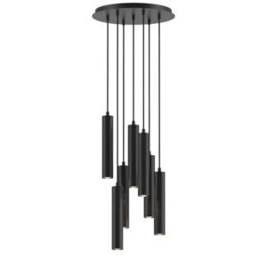 PSM LIGHTING - Mero noir-or/noir suspension-rond-avec 7x Mero sur base Rondobox - 1910.7.216.TX2.WW