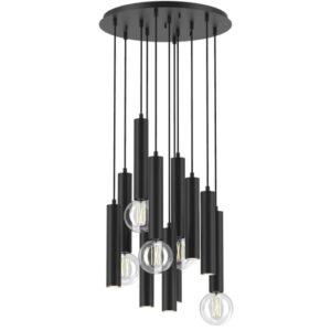 PSM LIGHTING - Mero noir texture/noir suspension-rond-avec 11x Mero sur base Rondobox - 1927.11.2M.TX2.NW