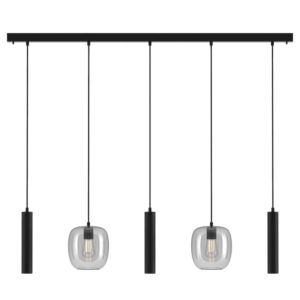 PSM LIGHTING - Moby 2700K noir texture/steel/noir suspension-combinaison 2x Moby et 3x Mero - 5157.2E.3M.2M.ST.TX2.WW