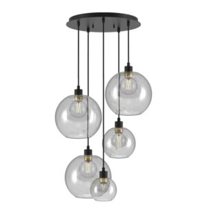 PSM LIGHTING - Moby brun-bronze/bronze/jute suspension-avex 3x Moby Ø250, 1x Moby Ø180 et 1x - 5153.SH.5.53.BZ.TXJ