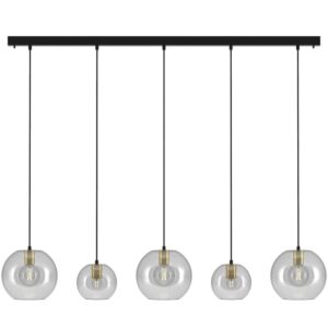 PSM LIGHTING - Moby noir-or/transparent/messing suspension-avec 3x Moby Ø250 et 2x Moby Ø1 - 5159.2B.3C.216.TR.TXM
