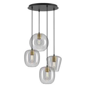 PSM LIGHTING - Moby noir-or/transparent/messing suspension-combinaison 4x Moby-1
