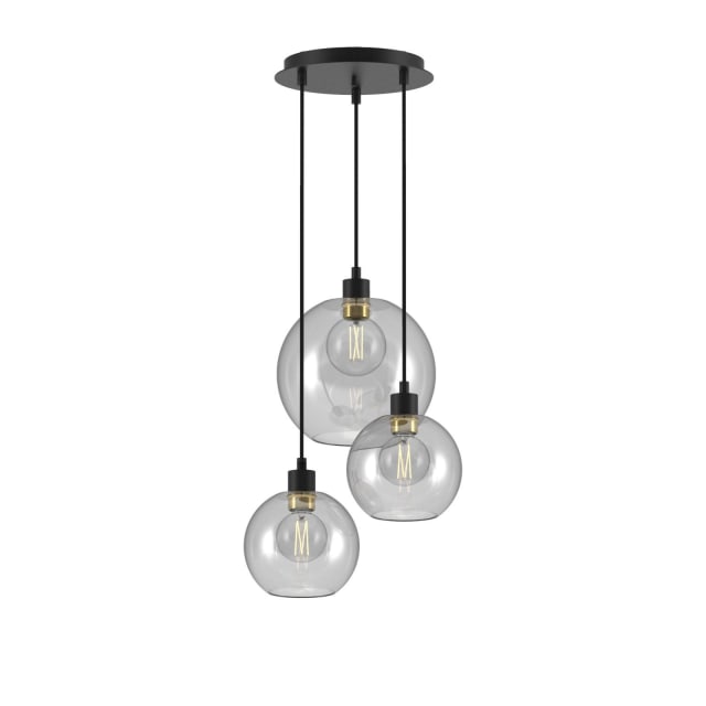 PSM LIGHTING - Moby noir-or/transparent/noir suspension-avec 2x Moby Ø180 et 1x Moby Ø250 - 5153.SH.3.216.TR.TX2 PSM LIGHTING - Moby noir-or/transparent/noir suspension-avec 2x Moby Ø180 et 1x Moby Ø250 - 5153.SH.3.216.TR.TX2