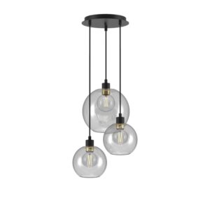 PSM LIGHTING - Moby noir texture/transparent/noir suspension-avec 2x Moby Ø180 et 1x Moby Ø2 - 5153.SH.3.2M.TR.TX2