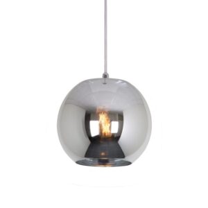 PSM LIGHTING - Moby silver coat/argent/noir/alu satiné suspension-avec 2m de câble textile e - 4972.B.E27.14.SC.TXS2