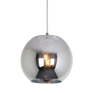 PSM LIGHTING - Moby silver coat/noir/alu satiné suspension-avec 2m de câble textile et arrêt - 4975.C.E27.14.SC.TX2