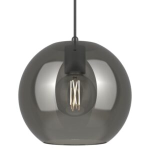 PSM LIGHTING - Moby smokey grey/gris fon/gris anth text suspension-avec 2m de câble textile - 5084.C.E27.44.SG.TX44