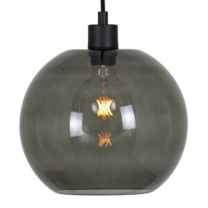 PSM LIGHTING - Moby smokey grey/noir/noir texture suspension-avec 2m de câble textile et arr - 5068.C.E27.SH.2M.SG.TX2