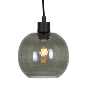 PSM LIGHTING - Moby smokey grey/noir/noir texture suspension-avec 2m de câble textile et arr - 5069.B.E27.SH.2M.SG.TX2