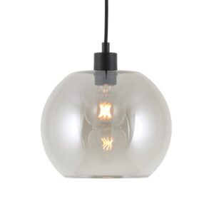 PSM LIGHTING - Moby steel/gris foncé/gris anthra text suspension-avec 2m de câble textile et - 5128.C.E27.SH.44.ST.TX44