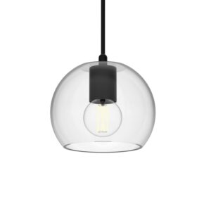 PSM LIGHTING - Moby transparent/messing/laiton satin suspension-avec 2m de câble textile et - 5088.B.E27.16.TR.TXM