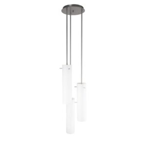 PSM LIGHTING - NOA suspension - cylindre en verre opale alu satiné - 3905.14
