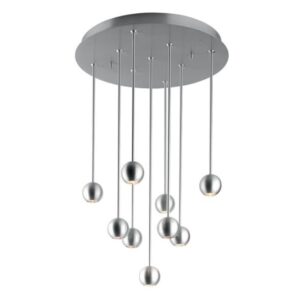 PSM LIGHTING - suspension - down - tiges 4x30cm - 4x40cm - 1x50cm - avec driver LED alu satiné - 3089.14.CW