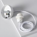 Support à Douille pour Suspension avec Câble Textile Tressé Blanc – Image 4