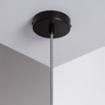 Support à Douille pour Suspension avec Câble Textile Tressé Blanc et Noir – Image 3